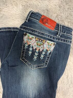 Grace in LA Embroidered Aztec Western Bling Rhinestone Bootcut Jeans Size 30